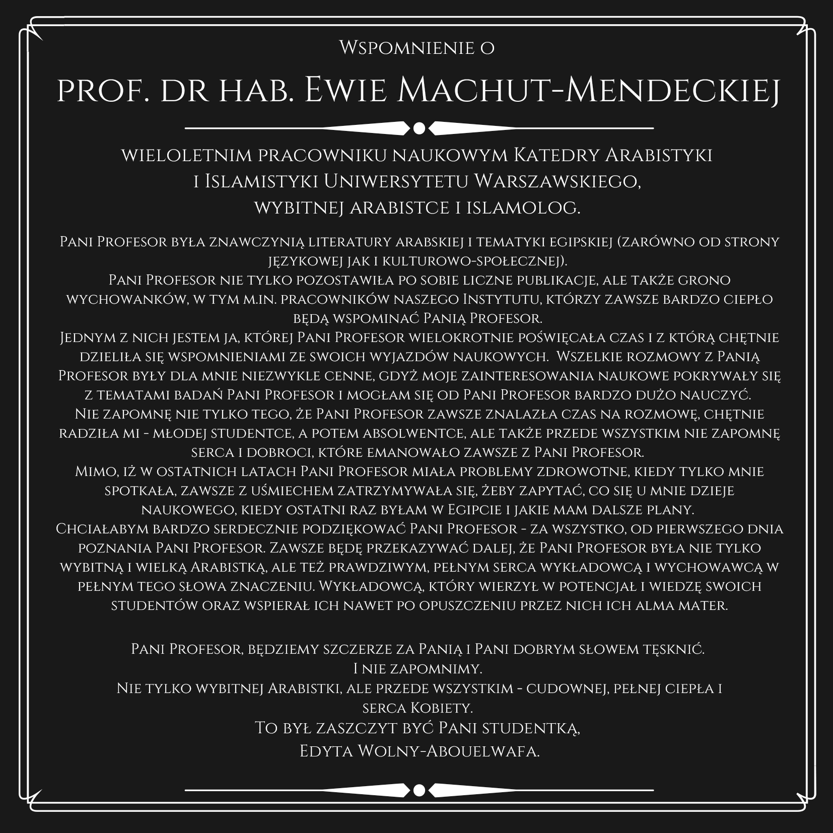 Wspomnienie Edyta Wolny Abouelwafa